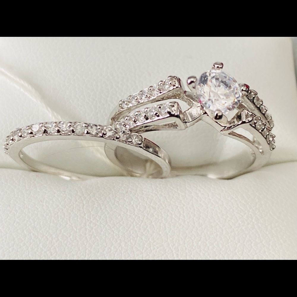 Engagement ring set sterling silver